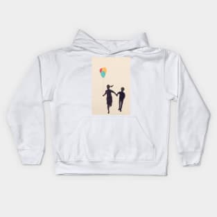 Girl and Boy with Balloons Kids Hoodie